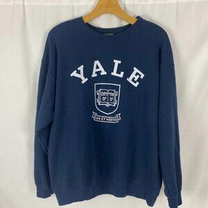 Yale Ivy League Collegiate Navy Crew Neck Sweatshirt Women's Large